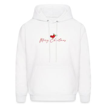 Merry Christmas Red Bird with Mistletoe - Men's Hoodie - white - Front - Elias (183cm)