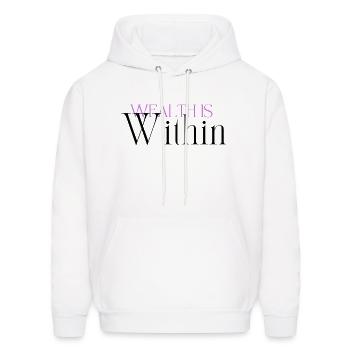 Wealth is Within - Men's Hoodie - white - Front - Elias (183cm)