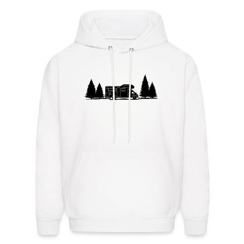 Shadow Camper in Forest with Pine Trees - Men's Hoodie - white - Front - Elias (183cm)