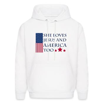 she loves jusus and america too t shirt - Men's Hoodie - white - Front - Elias (183cm)