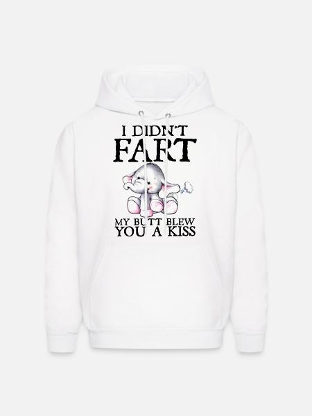 I did not fart my butt blew you a kiss elephant - Men's Hoodie - white