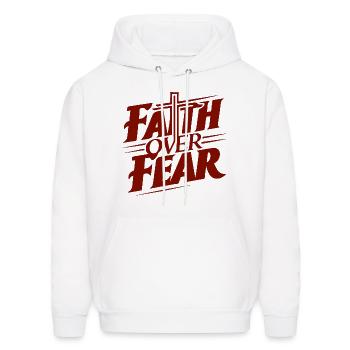 Faith over Fear - Men's Hoodie - white - Front - Elias (183cm)