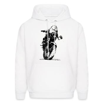 Motorcycle Sketch Indie Sport Biker Tee Retro Mach - Men's Hoodie - white - Front - Elias (183cm)