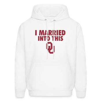 i married into this qu red pink shirt for mens and - Men's Hoodie - white - Front - Elias (183cm)