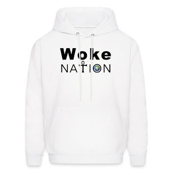 Woke Nation [wc] - Men's Hoodie - white - Front - Elias (183cm)