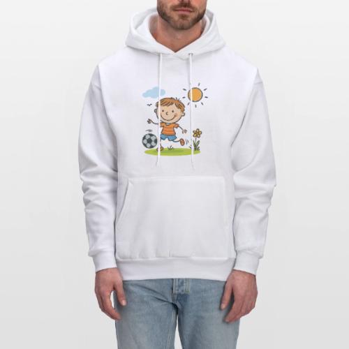 Cartoon Boy Playing Soccer Kids Shirt - Men's Hoodie