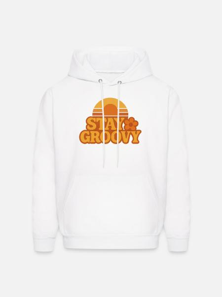 Retro Sunset Stay Groovy Graphic - Men's Hoodie - white