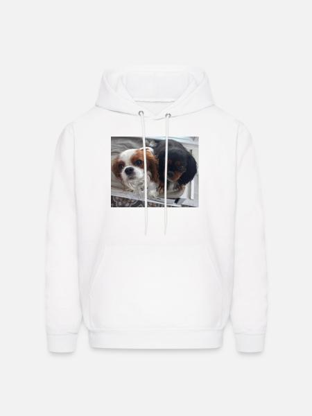 Cavalier Duo on Bench - Men's Hoodie - white