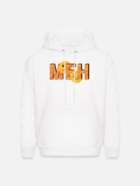 Meh on Striped Word - Men's Hoodie - white
