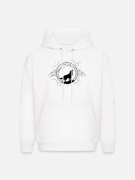 Lone Wolf Under Constellations - Men's Hoodie - white