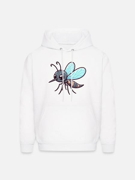 Playful Mosquito Cartoon - Men's Hoodie - white