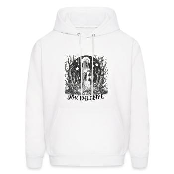 you welcome - Men's Hoodie - white - Front - Elias (183cm)