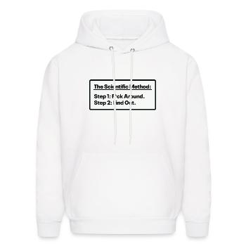 The Scientific Method - Mess up - Find out - Men's Hoodie - white - Front - Elias (183cm)