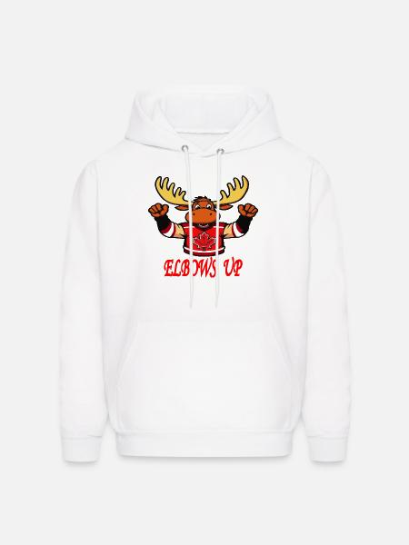 Elbows Up - Canada Hockey Moose - Men's Hoodie - white