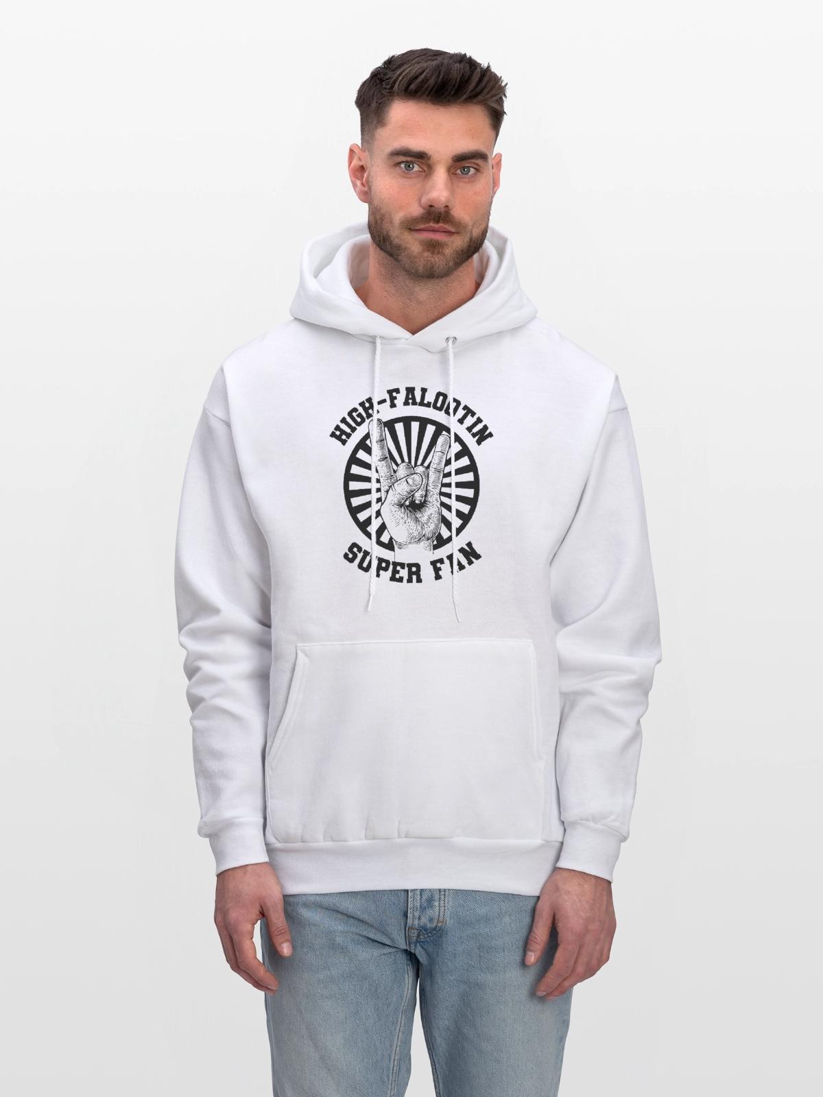High Falootin Superfan - Men's Hoodie - white - Front - Elias (183cm)