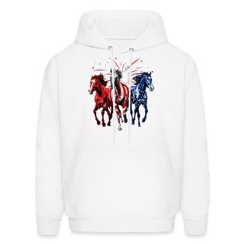 4th Of July Horse Lovers Red White And Blue - Men's Hoodie - white - Front - Elias (183cm)