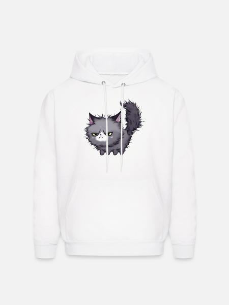 Grumpy Cat Messy Hair - Men's Hoodie - white