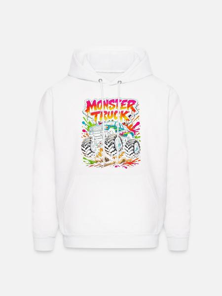 Monster Truck Neon Splash - Men's Hoodie - white