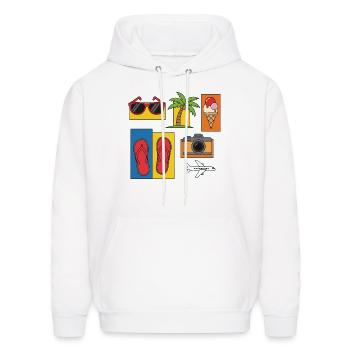 Colorful Summer Travel Icons – Palm Tree - Men's Hoodie - white - Front - Elias (183cm)