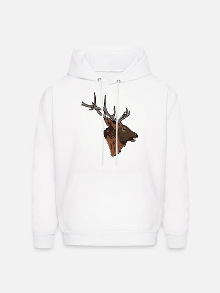 elk head - Men's Hoodie - white