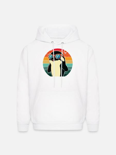 Penguin in Sunset Sunglasses - Men's Hoodie - white
