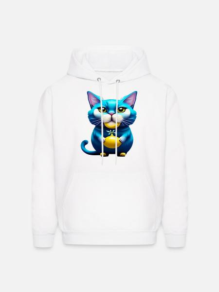 Blue cat - Men's Hoodie - white