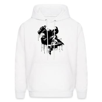 A person with spray - Men's Hoodie - white - Front - Elias (183cm)