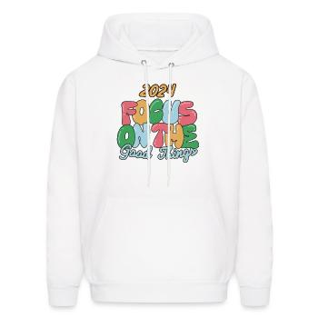 Colorful Playful Bubble Text Quote T Shirt - Men's Hoodie - white - Front - Elias (183cm)