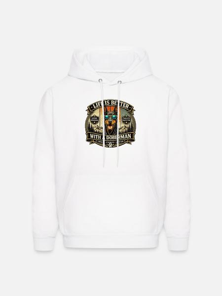 Doberman Loyalty Badge Illustration - Men's Hoodie - white