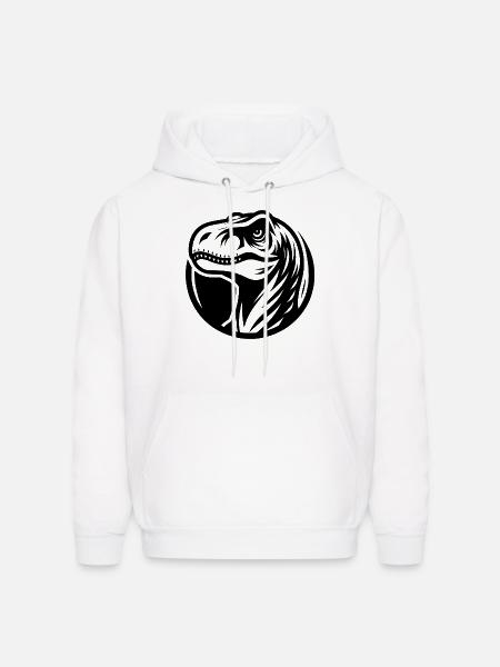 Grinning Raptor Logo Style - Men's Hoodie - white