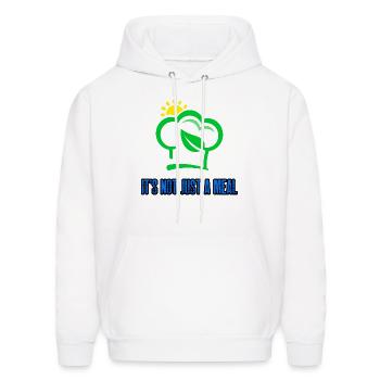 Vegan: it's not just a meal - Men's Hoodie - white - Front - Elias (183cm)