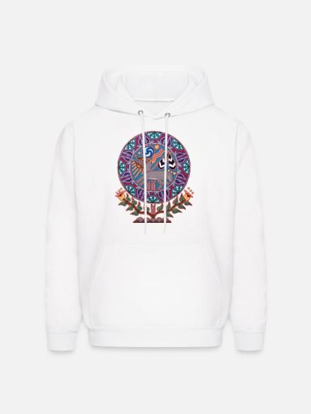 Native Huichol Peyote Deer - Men's Hoodie - white