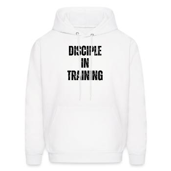 Disciple in training barbell Christian - Men's Hoodie - white - Front - Elias (183cm)