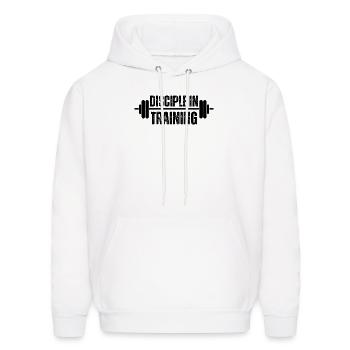 Disciple in training barbell Christian - Men's Hoodie - white - Front - Elias (183cm)