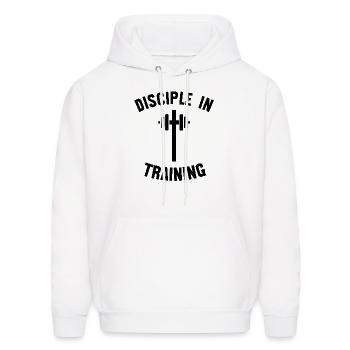 Disciple in training barbell Christian - Men's Hoodie - white - Front - Elias (183cm)