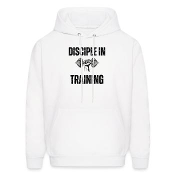 Disciple in training dumbbell - Men's Hoodie - white - Front - Elias (183cm)