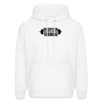 Disciple in training barbell Christian - Men's Hoodie - white - Front - Elias (183cm)