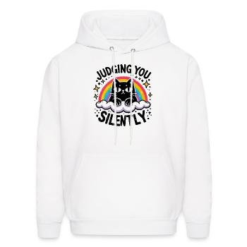 Cute cat design on a comfy tee Funny cat t-shirt - Men's Hoodie - white - Front - Elias (183cm)