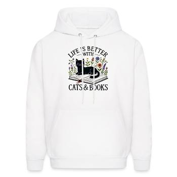 Cute cat design on a comfy tee Funny cat t-shirt - Men's Hoodie - white - Front - Elias (183cm)