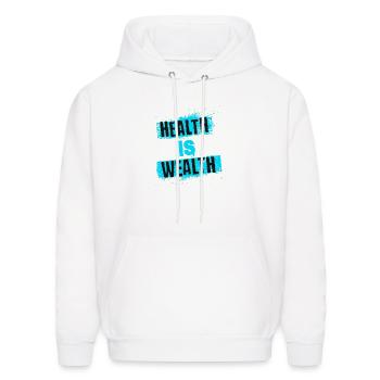 Health is Wealth - Men's Hoodie - white - Front - Elias (183cm)