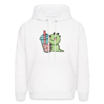 DINOSAUR WITH BUBBLE TEA - Men's Hoodie - white - Front - Elias (183cm)