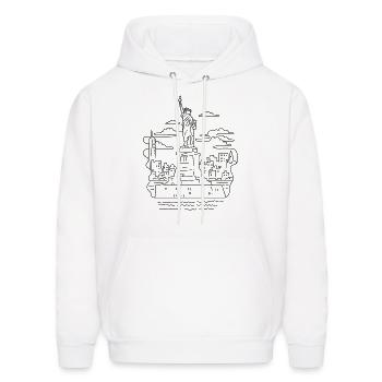 Statue of Liberty New York USA Mono Line - Men's Hoodie - white - Front - Elias (183cm)