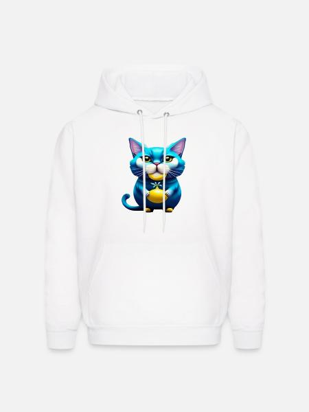Cute cat funny blue cat - Men's Hoodie - white