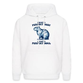 Capybara "i want a perfect body..." Funny Capybara - Men's Hoodie - white - Front - Elias (183cm)