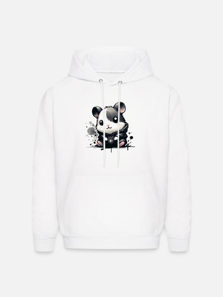 Charcoal Hip Hop Hamster - Men's Hoodie - white