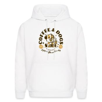 Coffee and Dogs Happy Funny - Men's Hoodie - white - Front - Elias (183cm)
