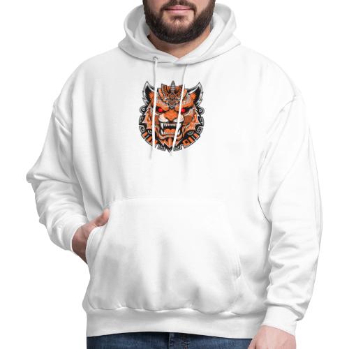 Tribal Demon Wolf Mask - Men's Hoodie