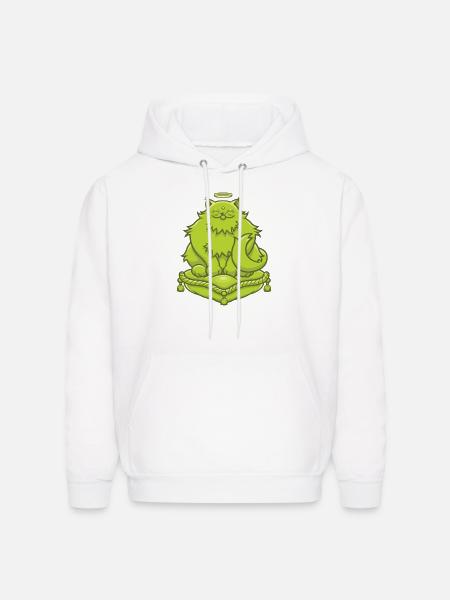 Green Buddha Cat - Men's Hoodie - white