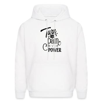 Turn The Pain Into Power - Men's Hoodie - white - Front - Elias (183cm)
