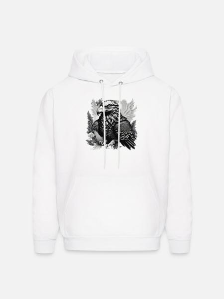 black and white eagle - Men's Hoodie - white